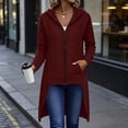 thumbnail image 5 of Edvintorg Women Jacket Full Zip Hooded Long Split Coat Lightweight Long Sleeve Casual Tunic Outerwear with Pocket Womens Clothing Wine S, 5 of 8