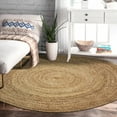 thumbnail image 3 of Ox Bay Natural Jute Gray Hand Braided Wheel Round Indoor Area Rug (6' x 6'), 3 of 10