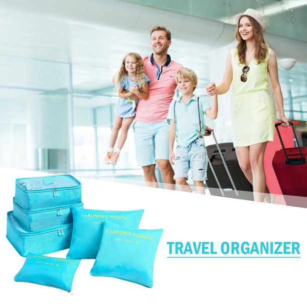 6 unids/set bolsa de almacenamiento de equipaje bolsa de embalaje de viaje para ropa interior de zapatos (azul claro)