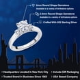 thumbnail image 2 of Gem Stone King 925 Sterling Silver White Moissanite and White Diamond 3-Stone Engagement Ring for Women (0.93 Cttw, Round 6MM, Gemstone Birthstone, Size 8), 2 of 6