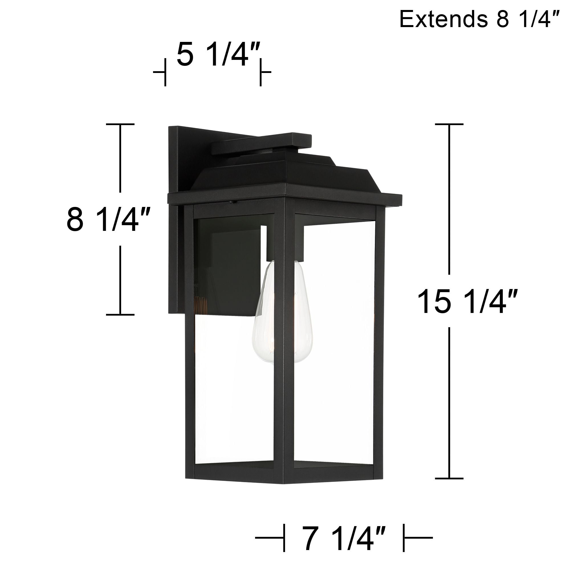 John Timberland Eastcrest Modern Outdoor Wall Light Fixtures Set of 2 Textured Black Metal 15 1/4" Clear Glass for Post Exterior Barn Deck
