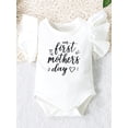 thumbnail image 2 of Niusricy Mother's Day Kids Infant Baby Girl Clothes 0 3M 6M 9M 12M Newborn Ruffled Sleeves Jumpsuit Letter Print Round Neck Romper Summer T-shirt Bodysuit for Casual Daily Fashion, 2 of 8