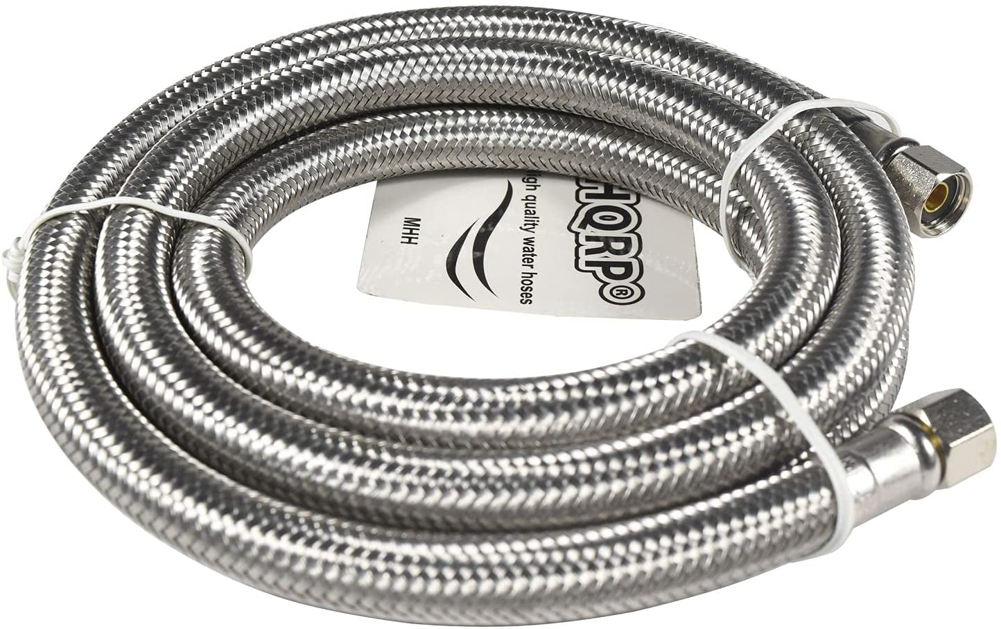 HQRP 2-Pack Universal Premium Braided Stainless Steel Refrigerators/Ice Makers Hoses with 1/4" Comp by 1/4" Comp Connection, 6-ft Burst Proof Water Supply Lines