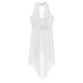thumbnail image 5 of TiaoBug Womens Sequins Lyrical Dress Mock Neck Sleeveless Flowy Skirted Leotard Dancewear White L, 5 of 6