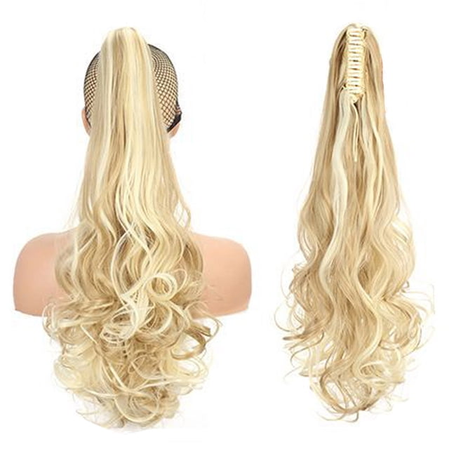 Extension Queue de Cheval 24 Pouces Pince à Griffes Ondulée Bouclée Extension de Cheveux Queue de Cheval Naturelle Moelleuse Synthétique pour Femmes Filles