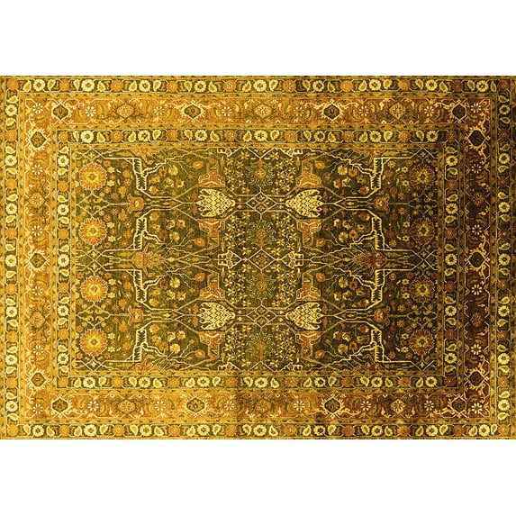 Ahgly Company Indoor Rectangle Oriental Yellow Industrial Area Rugs, 8' x 12'