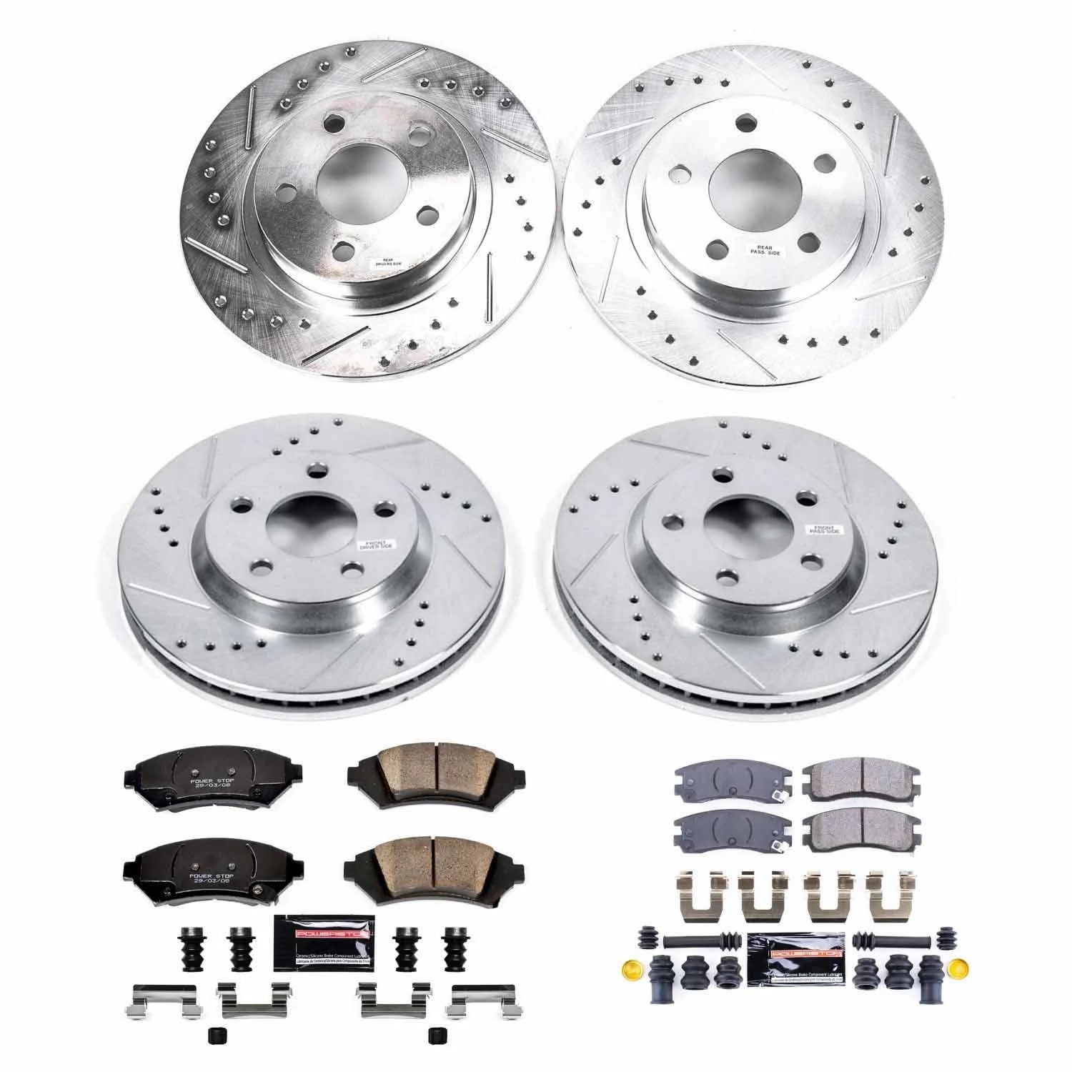 PowerStop Front and Rear Z23 Evolution Sport Carbon-Fiber Ceramic Brake Pad and Drilled & Slotted Rotor Kit Fits: CADILLAC Select Models K8438