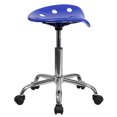 thumbnail image 3 of Vibrant Nautical Blue Tractor Seat and Chrome Stool, 3 of 9