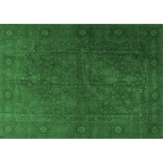 Ahgly Company Indoor Rectangle Persian Emerald Green Traditional Area Rugs, 8' x 10'