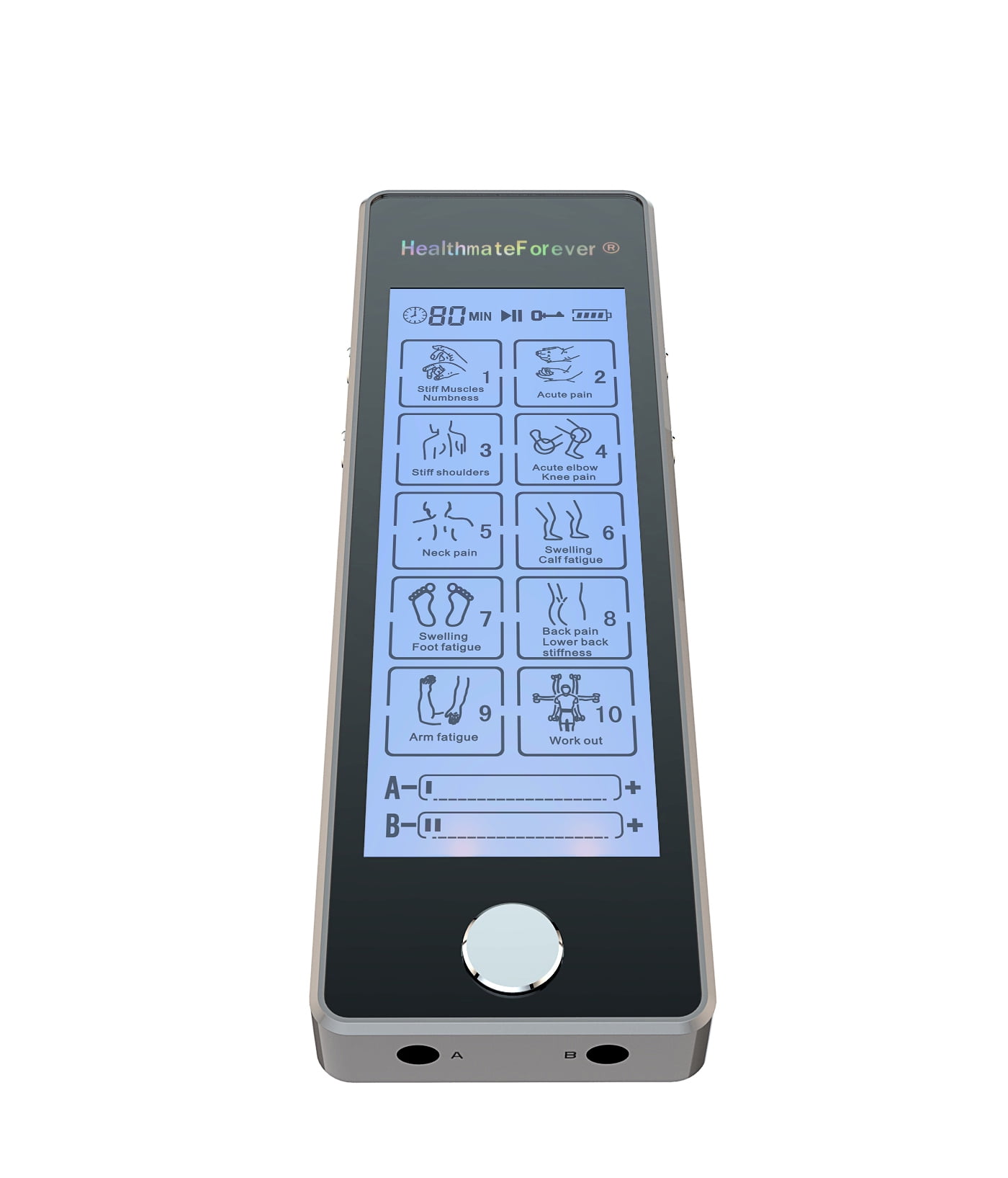 HealthmateForever TS10ABV1 Touch Screen TENS Unit & Muscle Stimulator (Silver)