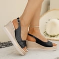 thumbnail image 2 of Dakaela Women's Platform Wedges Sandals Open Toe Buckle Slingback Espadrilles 2.95 Inch Slip on Summer Dressy High Heels Size 6-10 Black, 2 of 9