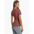 thumbnail image 2 of Women Casual Long Sleeve Slim Scoop Neck Fit T Shirts Basic Tee Tops Crew, 2 of 5