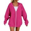 thumbnail image 3 of shqvo Zip Up Hoodie Women Plain Loose Fit Hoodies for Women Long Sleeve Tops with Pockets Oversized Zipper Hooded Jackets Fall Trendy Sweatshirt Hoodies for Women, 3 of 9