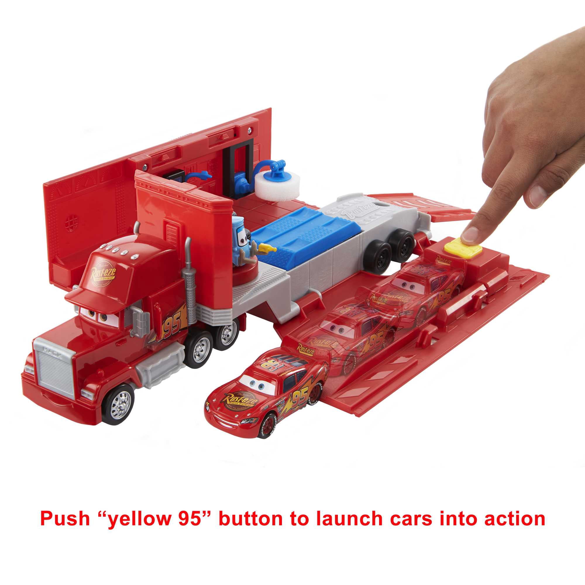 Disney Pixar Cars Transforming Mack Playset, 2-in-1 toy Truck & Tune-Up Station with Launcher