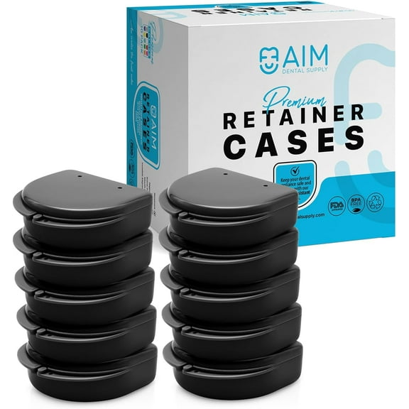 ADS Retainer Case with Vent Holes, Perfect Retainer Holder, Mouth Guard Case, Aligner Case, Retainer Cases (Black-Pack of 10)