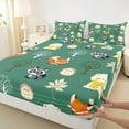thumbnail image 3 of Manfei Raccoon Fox Hedgehog Twin Sheet Sets,Cute Zoo Animal Twin Fitted Sheet,Jungle Wlidlife Flat Sheet For Kids,Luxury Bedroom Decor,3pcs, 3 of 7
