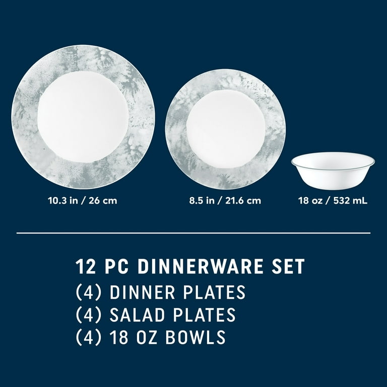 Corelle Salt Wash 12-Piece Glass Dinnerware Set (Service for 4