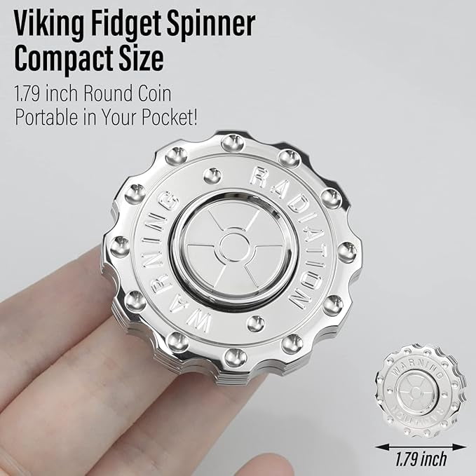 2025 latest Viking Pirate Magnetic Slider & Fidget Spinners for Adults, Heavy Metal Figette Spin, Premium Bearing, Silent Long Spinning, Small Gossip Desgin, Stainless Steel Nuc Silver