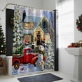thumbnail image 4 of Christmas Winter Snowman Bathroom Shower Curtain Red Truck House Xmas Tree Vintage Waterproof Washable Shower Curtains for Bathtub Bath Decor with Grommets and Hook 54 X 78 Inch, 4 of 8