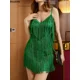 thumbnail image 3 of Vestido corto de tubo con flecos para mujer, con borlas minivestido Sexy, escote en V, Espalda descubierta, para fiesta, baile de salón, Samba, 2024, 3 of 7