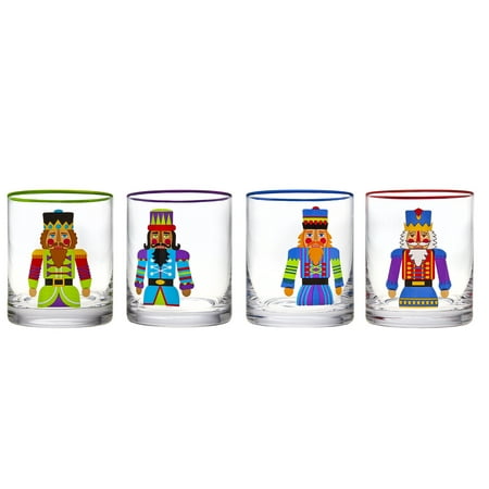 Venini Art Glass - Godinger Silver Art Nutcracker Double Old Fashion Glasses, Set of 4