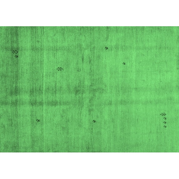 Ahgly Company Indoor Rectangle Abstract Emerald Green Contemporary Area Rugs, 7' x 9'