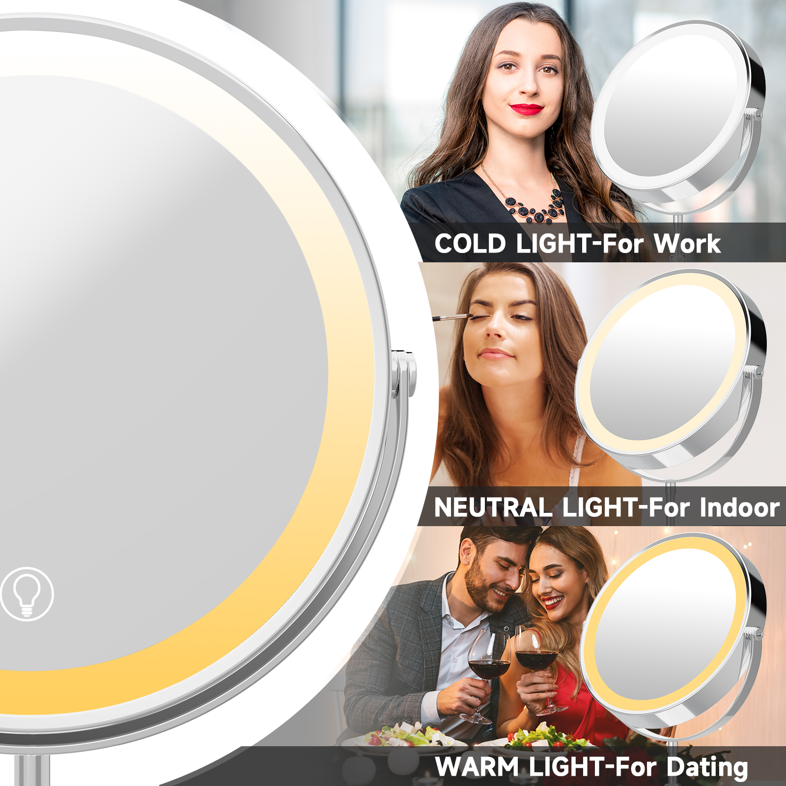 Baluxca Lighted Makeup Mirror, 9 Inch, Dual Sided photo 3