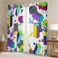 thumbnail image 2 of Erosebridal Colorful Geometric Curtains Pack of 2 (42x90), Square Rectangle 30%-50% Black Out Curtains, Leopard Print Decor, 2 of 5