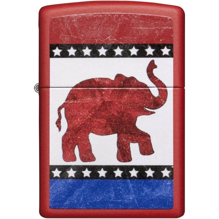Zippo 29167 Republican Elephant Red Matte Windproof Pocket Lighter