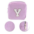 thumbnail image 4 of Unique Bargains 1 Pc Letter Y Pattern Makeup Bag for Travel Pink Purple Corduroy, 4 of 6