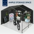 thumbnail image 3 of Best Choice Products 10x8ft Outdoor Fabric Storage Shed, Steel Frame, Dual Roll-Up Zipper Doors, Window - Black, 3 of 8