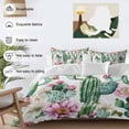 thumbnail image 3 of 3 Piece Pink Succulent Duvet Cover Set California King,Microfiber Comforter/Quilt Cover with Corner Ties and 2 Pillowcases,Green Cactus Pastoral Watercolor All Season Soft Bedding with Zipper Closure, 3 of 8