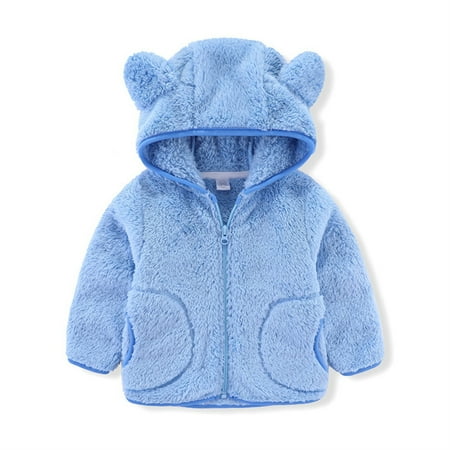 

Dezsed Kids Winter Coat 1-6Y Girls Boys Solid Color Long Sleeve Flannel Fleece Jackets Sweatshirt Hooded Coats With Zipper Casual Outerwear On Clearance