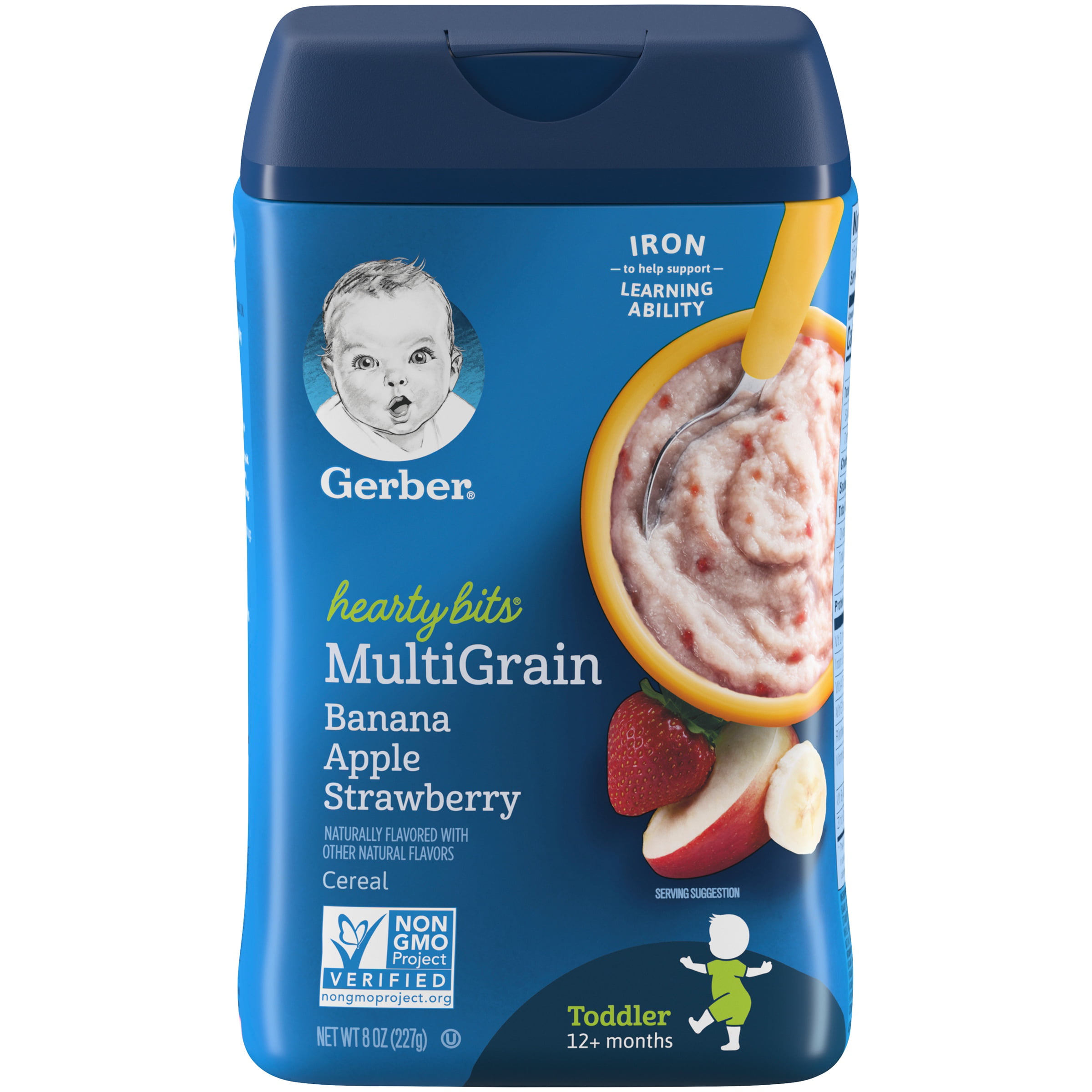 Gerber Toddler Food, Banana Apple Strawberry Baby Cereal, 8 oz Canister
