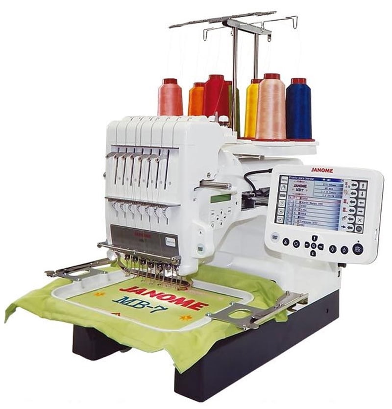 Janome MB-7 Seven-Needle Embroidery Machine w/ Free Ava Embroidery Cabinet!