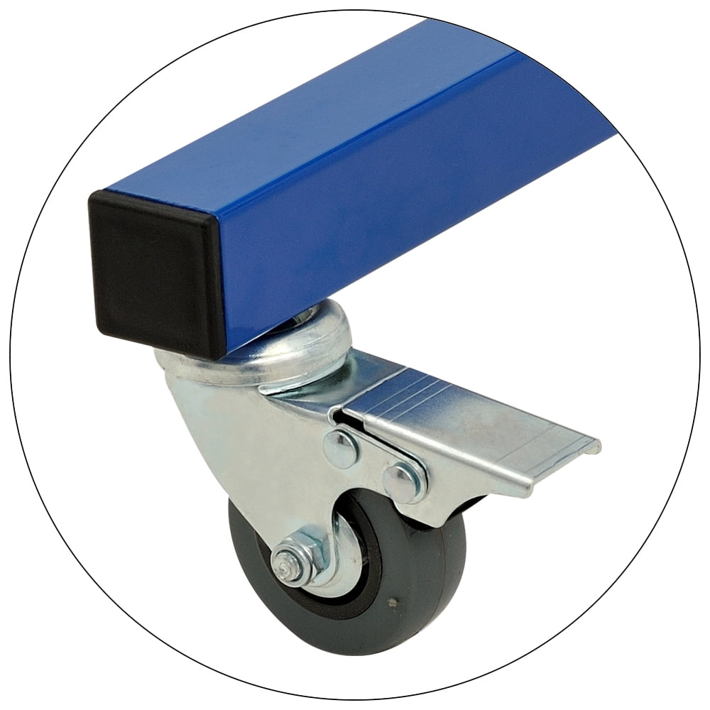 Industrial Expandable Metal Barricade, 16 FT, Blue, Portable Safety Barrier with Casters, Flexible Fence Mobile Barrier Gate