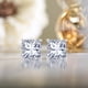 thumbnail image 2 of JeenMata Aros Tipo Botón con Solitario de 4 Puntas de Moissanita de Corte Princesa de 4 Quilates en Baño de Oro Blanco de 18 K sobre Plata, 2 of 6