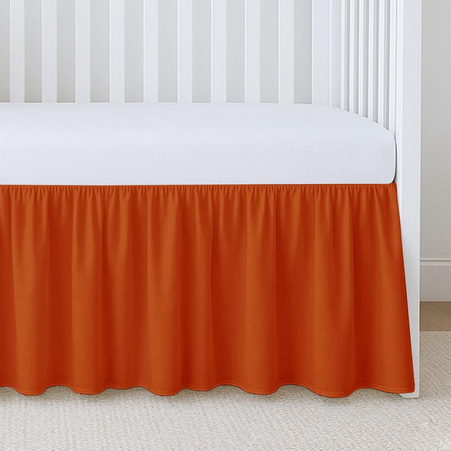 1 Piece 100% Egyptian Cotton 800 Thread Count Crib Ruffle Bed Skirts for Baby Girls (28” x 52” x 10") Inch Crib Ruffle Bed Skirts - Burnt Orange Solid