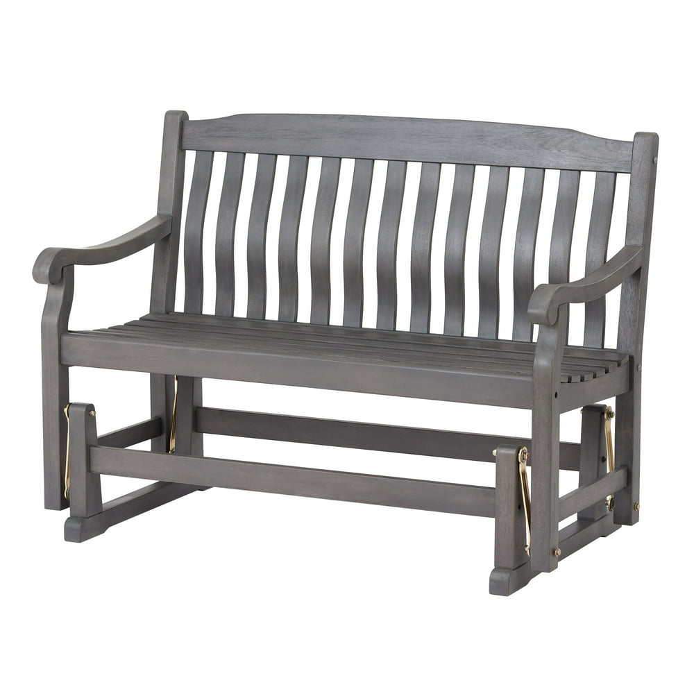 Better Homes & Gardens Delahey Wood Outdoor Glider Bench Gray