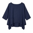 thumbnail image 4 of XPMWRP Women's Crew Neck Batwing 3/4 Sleeve Blouse with Pockets Soft Loose Fit Casual Flowy Summer Top for Daily Commute Vacation Outfits Navy XXL, 4 of 4