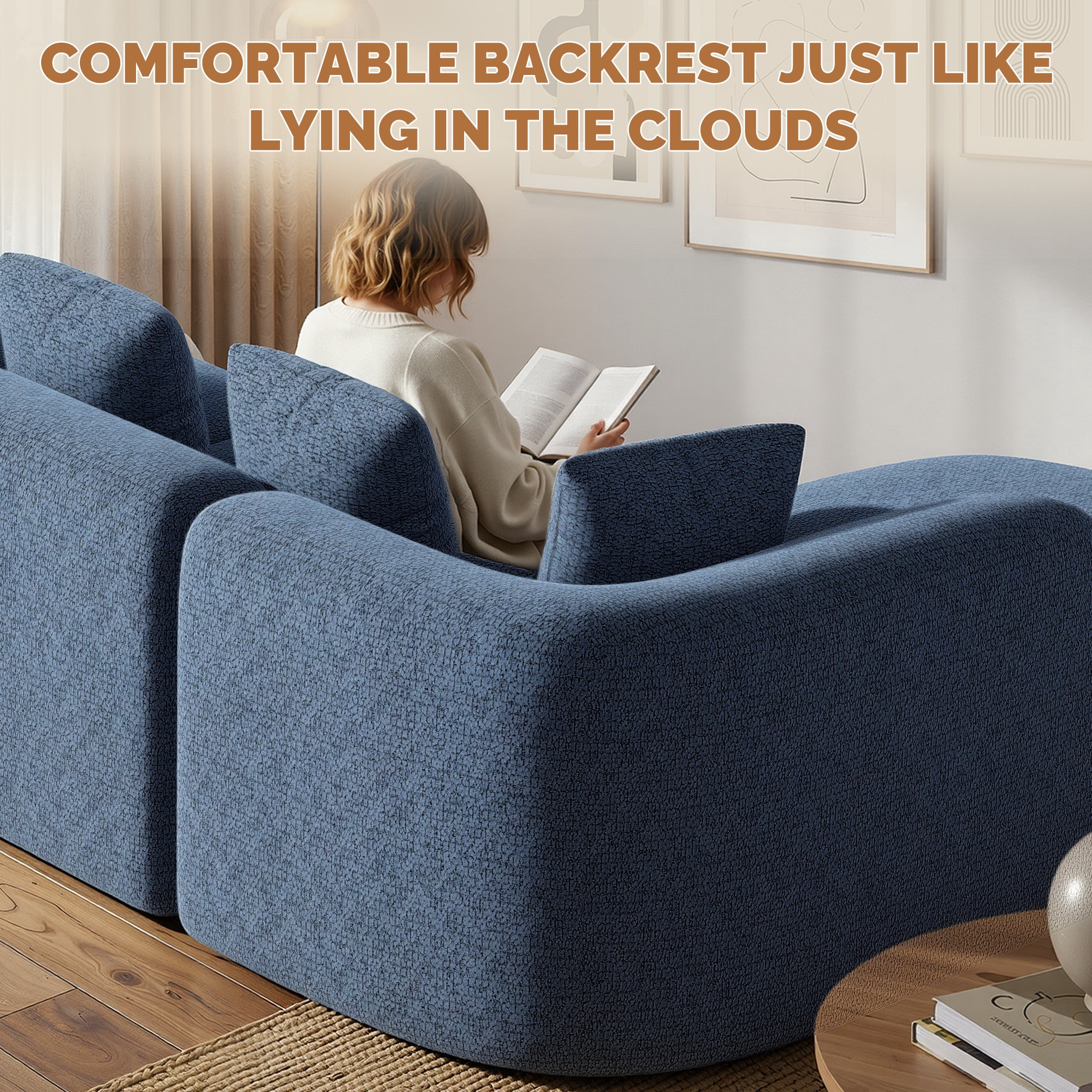 Daluvenix 114 Inch Boneless Couches for Living Room Modern Modular Sectional Sofa with Left Chaise L-Shape Cloud Sectional Couch