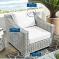 thumbnail image 4 of Side Chair Armchair and Ottoman, Rattan, Wicker, Light Grey Gray White, Modern Contemporary Urban Design, Outdoor Patio Balcony Cafe Bistro Garden Furniture Hotel Hospitality, 4 of 10