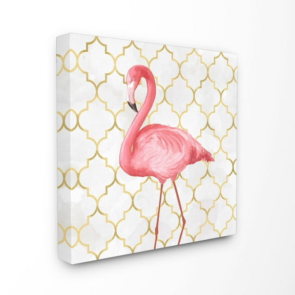 Stupell Industries Flamingo Animal Pink Gold Pattern Design Canvas Wall Art by Ziwei Li