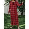 thumbnail image 5 of Avidlove Women's Plaid Long Sleeve Nightgown Christmas Long Sleepshirts Henley Sleep Dress Full Length Sleepwear, 5 of 7