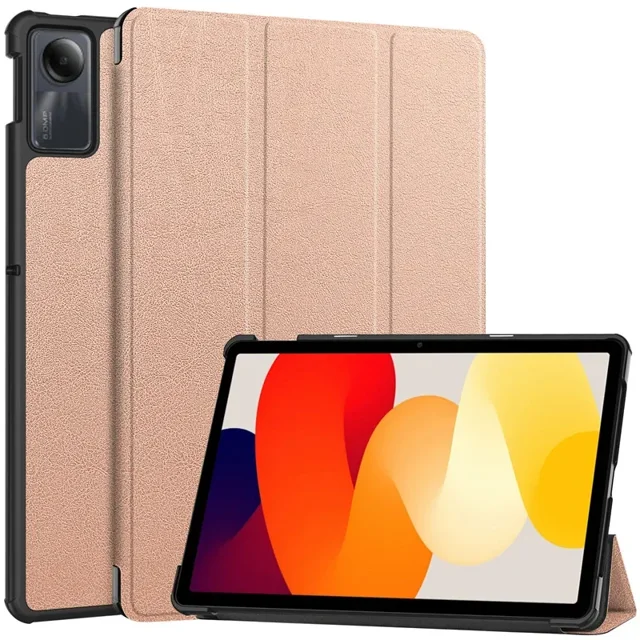 For Xiaomi Redmi Pad SE Tablet Case 2023 PU Leather Tri-Folding Stand Magnetic Shell for Xiaomi Redmi Pad SE 11 Inch Case Cover Rose Gold Redmi Pad SE 11 inch