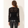 thumbnail image 3 of Top de encaje floral gótico Allegra K de manga larga con cuello de gargantilla para mujer Negro M, 3 of 4