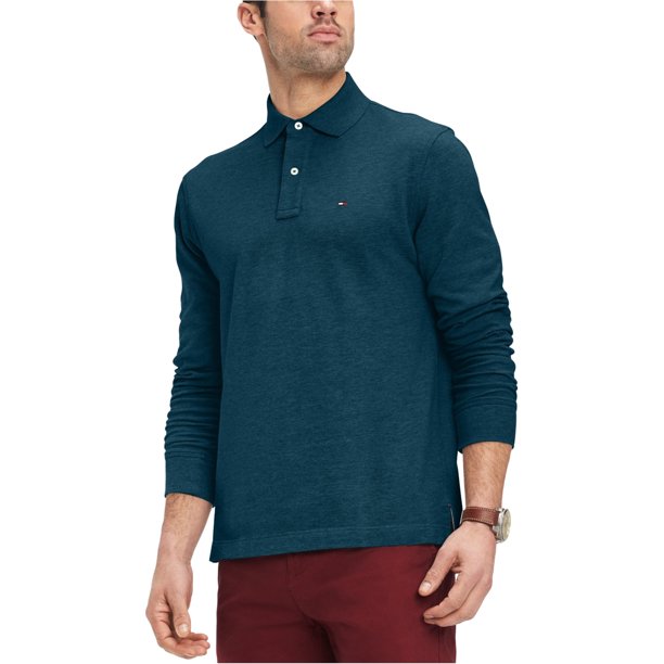 Tommy Hilfiger - Polo de rugby para hombre, manga larga, color azul, grande Tommy Hilfiger polo, rugbi