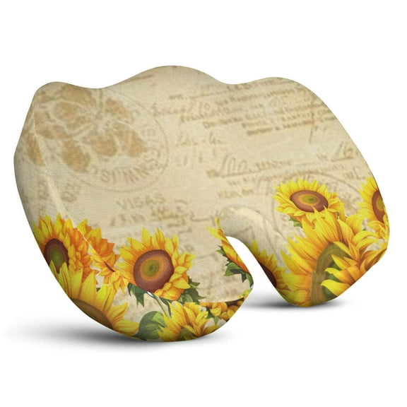 Premium Sunflower Pattern Memory Foam Seat Cushion Ergonomic Chair Pad for Office Chair, Car, Airplane & Bleachers Sciatica, Tailbone Hip & Back Pain Relief - Chair Cushion for Long Office Workers.