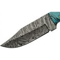 thumbnail image 5 of SANZ 8.5" Damascus Steel Outdoor Knife with Bone & Turquoise Handle and Sheath, 5 of 7