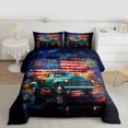 thumbnail image 2 of Feelyou Cartoon American Flag Queen Comforter Set, Independence Day Firework Bedding Sets, July Fourth Theme Reversible Bedding Comforter Set, Super Cozy Room Decor, 3 Pieces, 2 of 8